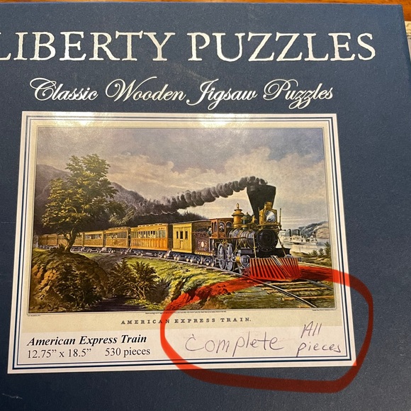 Liberty Puzzles Classic Wooden Jigsaw American Express Train 530 pieces COMPLETE - Picture 2 of 10